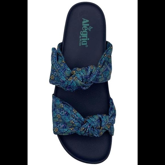 Alegria Dream Fit Slide Sandals Sage Roses Blue Quilt - Medium - Picture 2 of 3